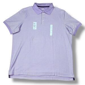 Croft Barrow Polo Shirt Adult XL Purple Candy Stripe Easy Care Golf Rugby NEW